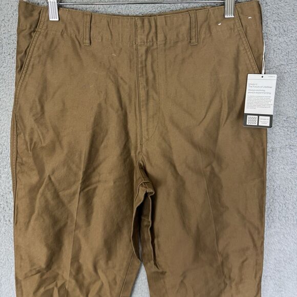 S Uniqlo U Pants Mens 35x29 Brown Khaki Straight Leg 100% Cotton NWT - Picture 2 of 12
